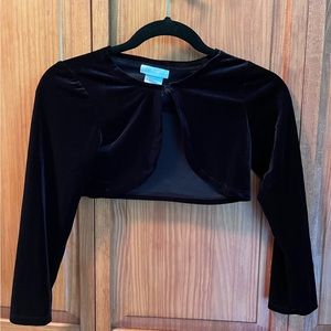 NWOT Bonnie Jean black velvet like jacket/cape